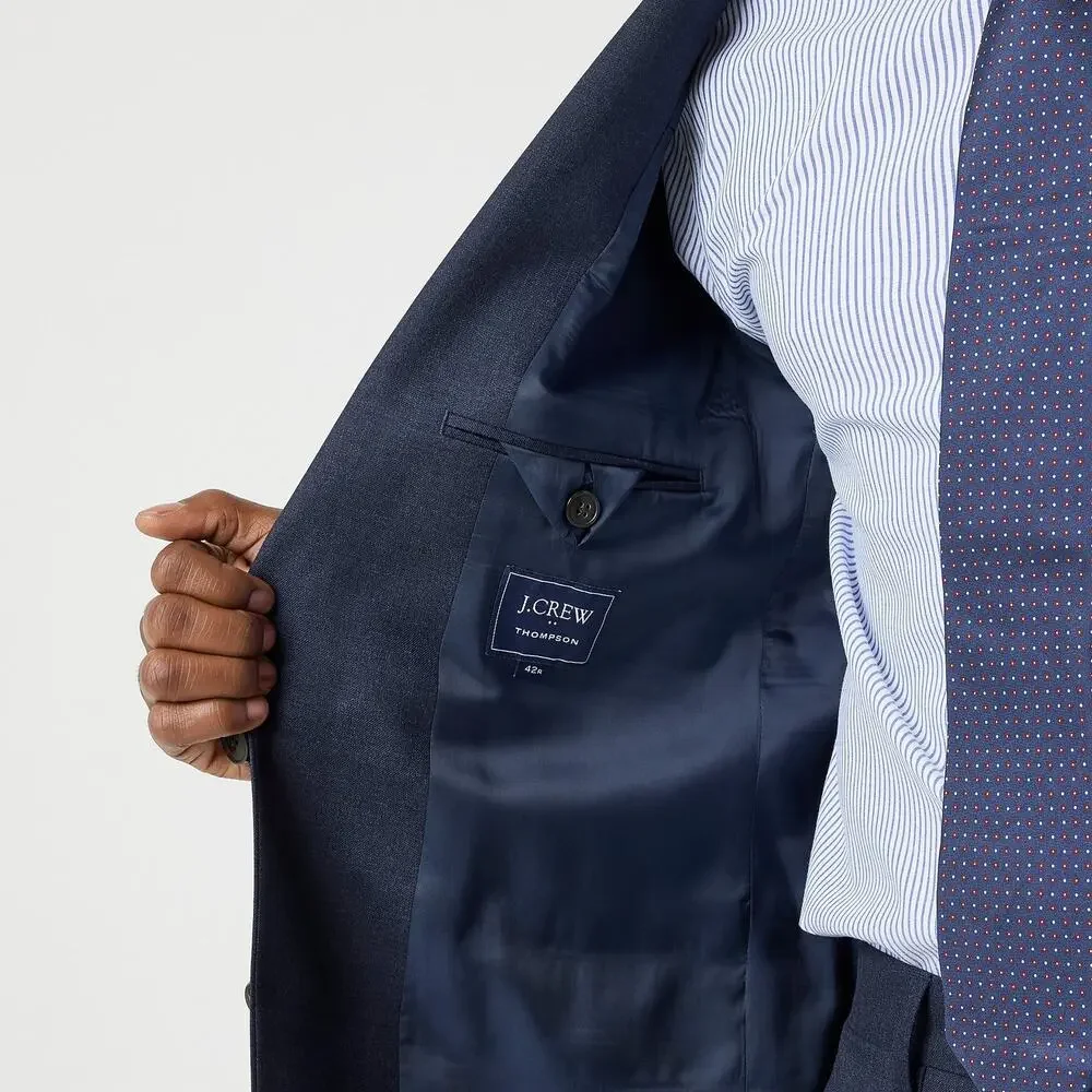 J. Crew Slim-Fit Thompson Worsted Wool Suit Jacket Heather Navy Size 40S NWT